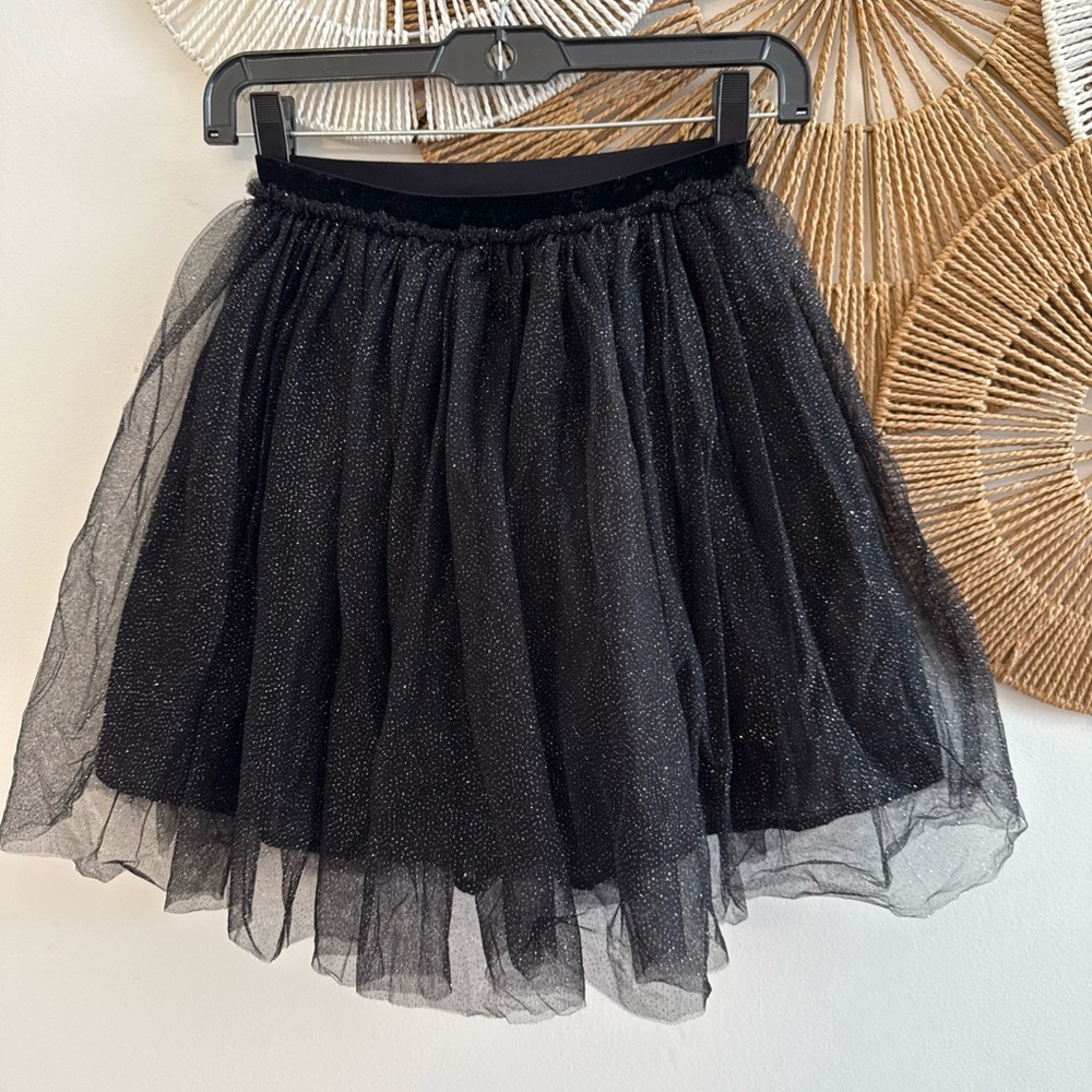 Chic Black Tulle A-Line Skirt
